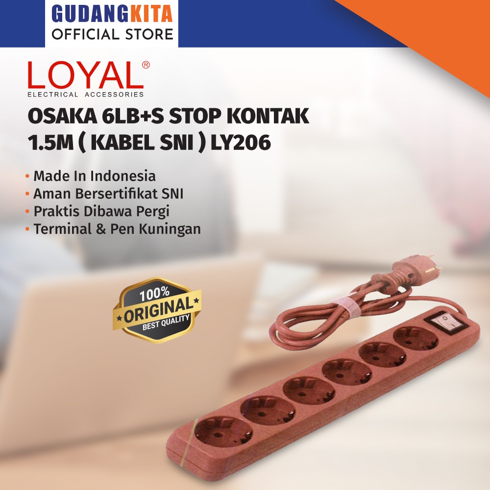 Osaka LY206 Stop Kontak 6 Lubang Kabel 1.5M