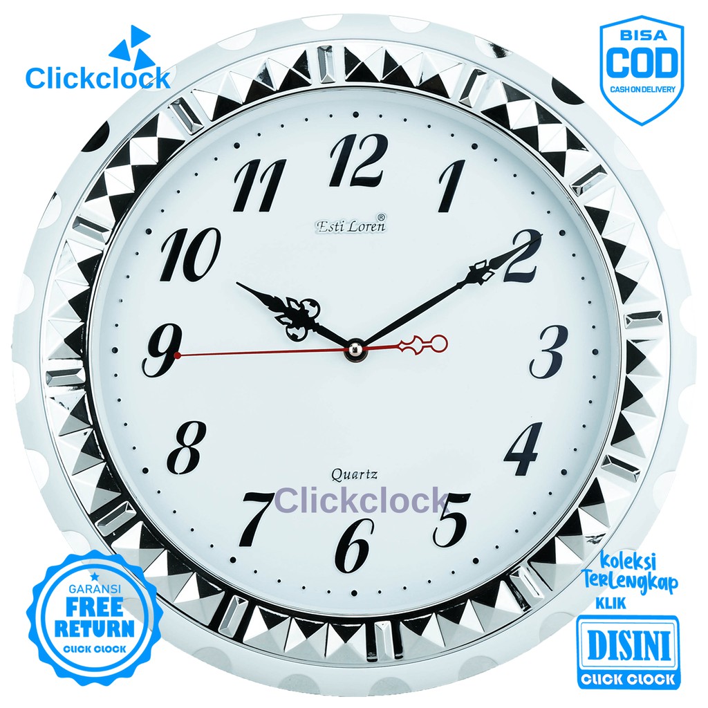 Jam Dinding Quartz Wanita Coklat Silver Gold Estiloren CR S2079 Besar Hiasan Kamar Murah