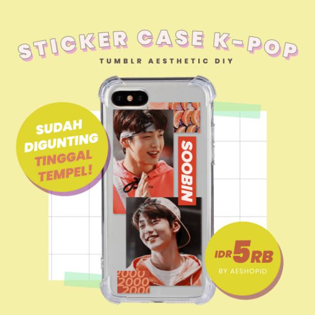 DIY sticker case set TXT stiker tumblr aesthetic hp kpop hueningkai soobin yeonjun beomgyu taehyun