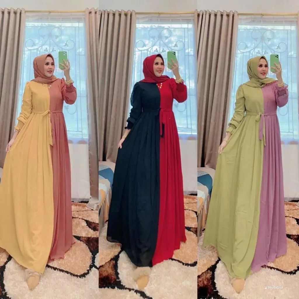 SINDERELA DRESS BL CERUTY BABYDOLL FULL PURING LD 110 CM PB 138 CM ZIPPER DEPAN / BUSUI GAMIS BUSUI TERBARU 2023 LEBARAN WANITA GAMIS BUSUI JUMBO MAXI DRESS KOREAN MUSLIM