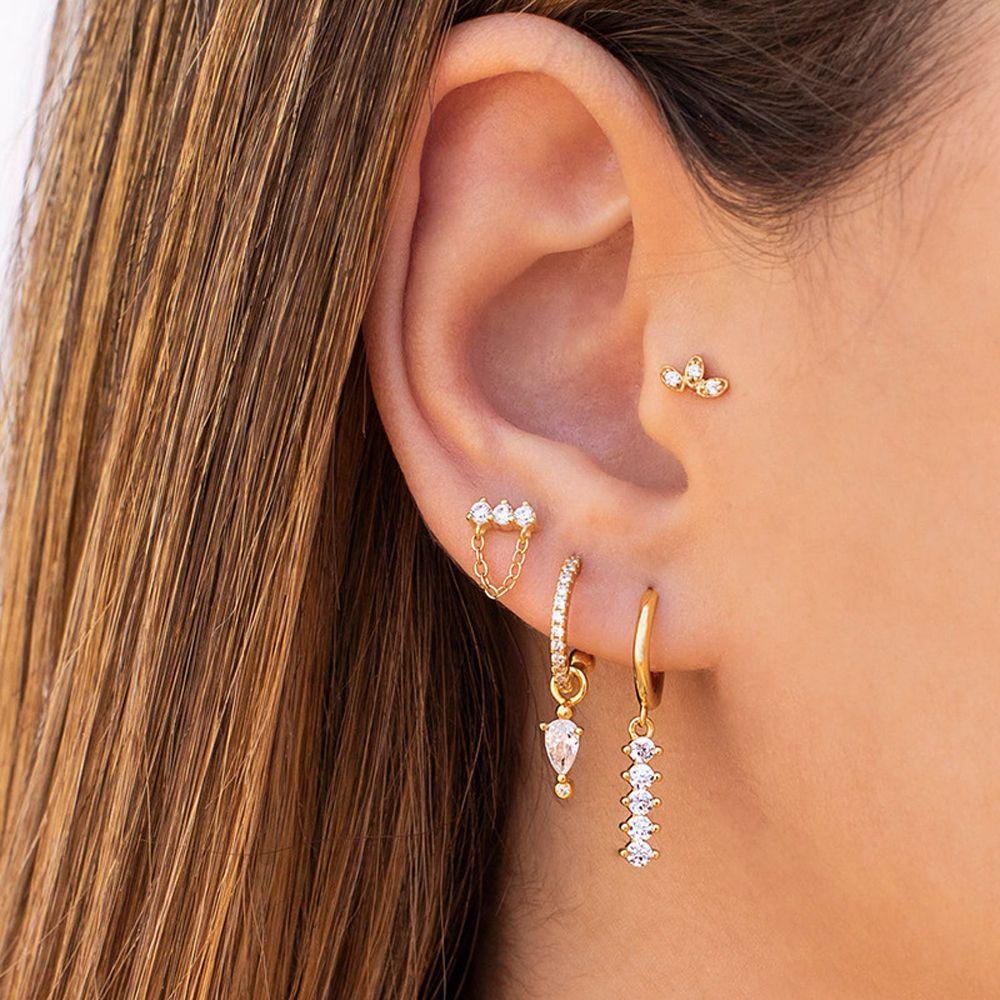 Needway Hoop Earrings Untuk Wanita Mewah Mengkilap Pesta Pernikahan Liontin Menjuntai Anting-Anting Gadis Perhiasan Telinga