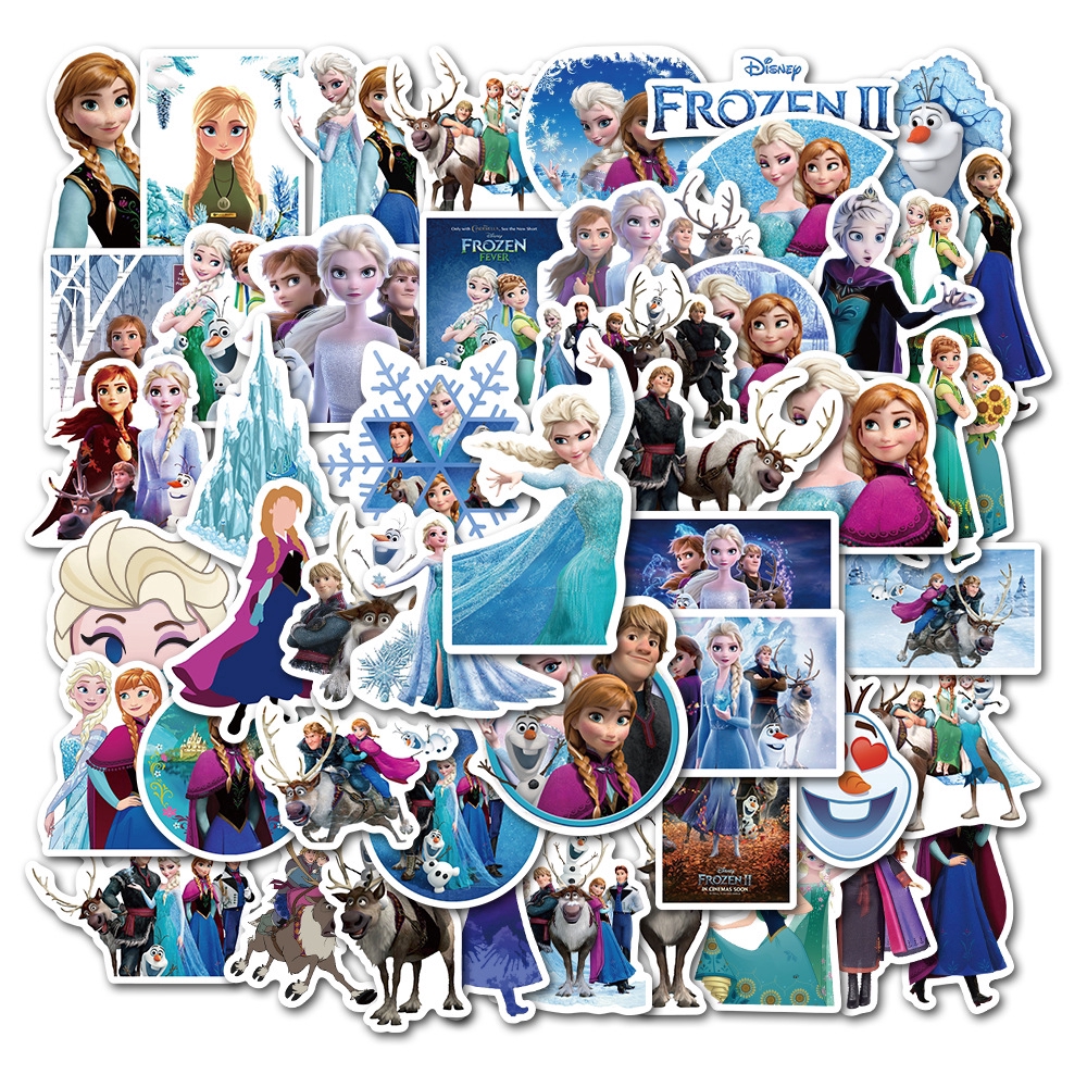 50pcs Pack Stiker Film Kartun Frozen Elsa Anna Anti Air Untuk Sepeda Laptop Skateboard Bagasi Shopee Indonesia