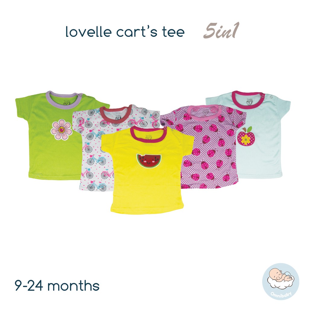 Lovelle cart's kaos lengan pendek bayi laki-laki/bayi perempuan 5in1 (SNI)