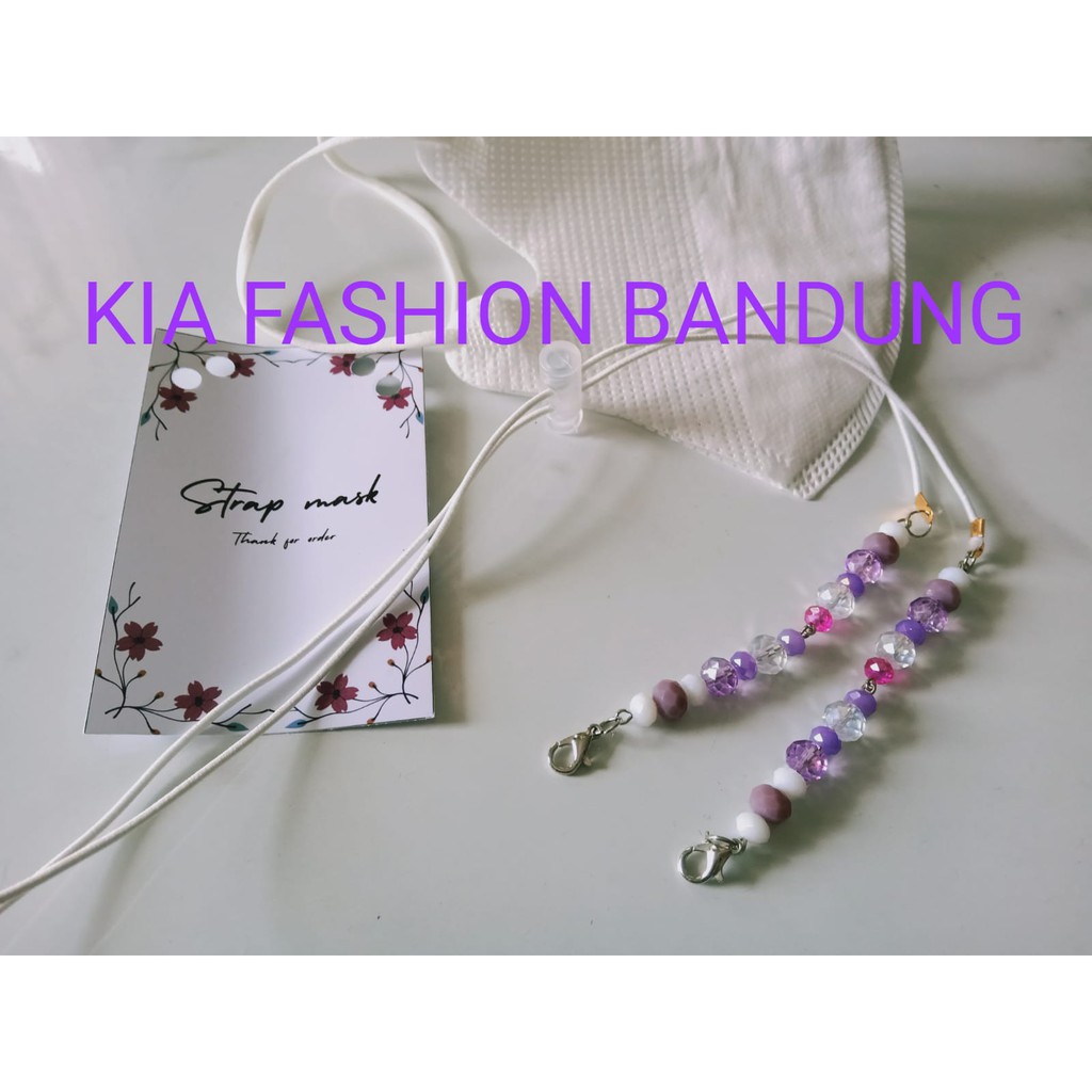 STRAP MASKER LILAC + STOPPER | kalung masker hijab viral ( BISA JADI KONEKTOR HIJAB ) kalung vintage