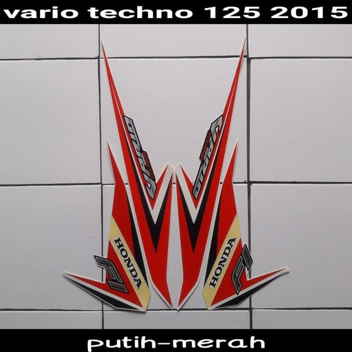 Striping Stiker Motor Vario Techno 125 2015 Putih-Merah