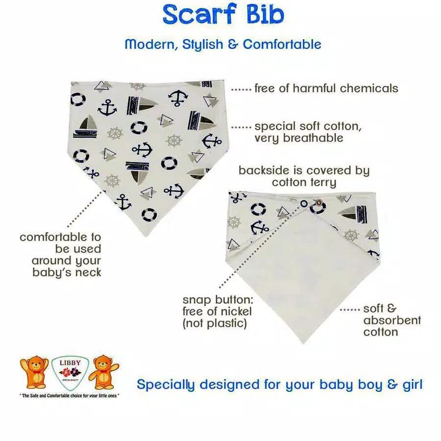 2pcs LIBBY Slaber Slabber Bayi Bib Segitiga Scarf / Celemek Alas Makan Tatakan Makan Baby