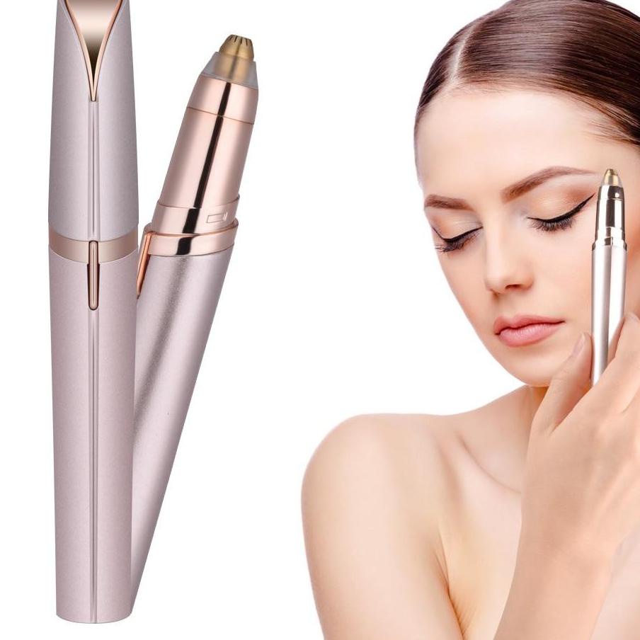 Cukuran Alis Elektrik Alat Cukur Pisau Rapikan Flawless Lampu LED Eyebrow Remover