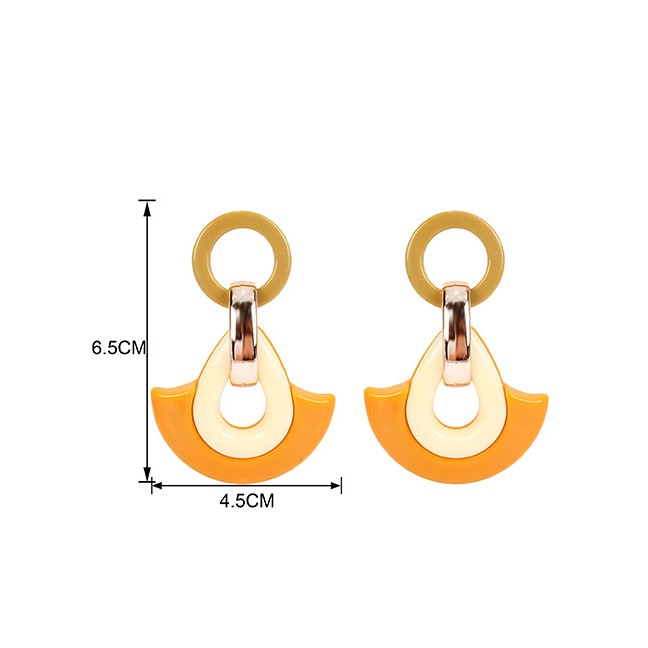 LRC Anting Tusuk Fashion Geometric Fan-shaped Acrylic Earrings F5503X