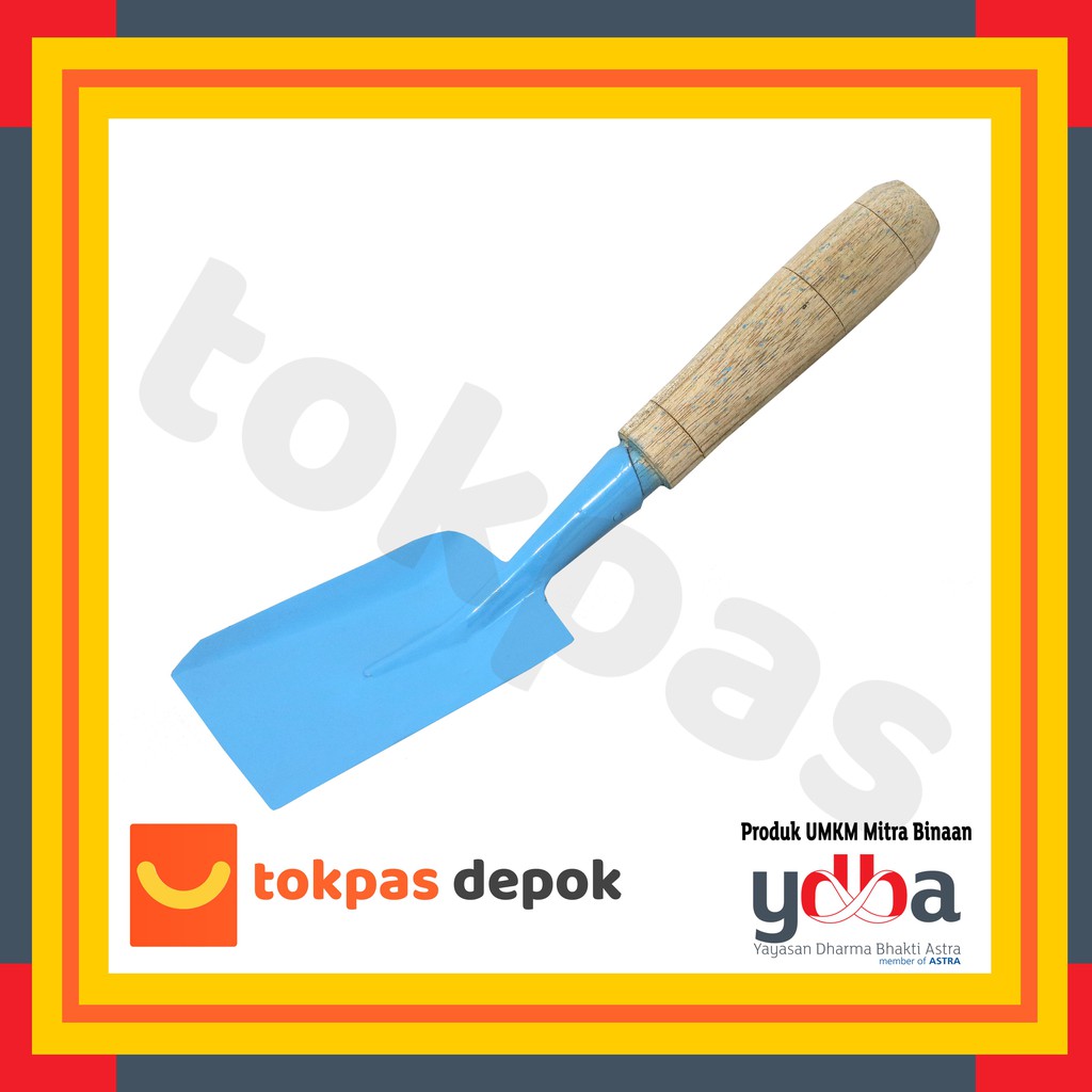 Sekop Mini Tanaman Ujung Rata Gagang Kayu Alat Gali Tanah Taman Alat Berkebun
