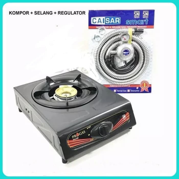 Kompor Progas 1 Tungku &amp; Selang Gas Paket Regulator Caisar