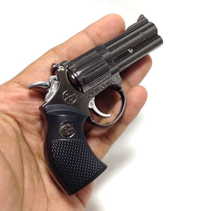 Promo Terbaru! KOREK API PISTOL REVOLVER LASER BLACK MANCIS LAS LIGHTER UNIK