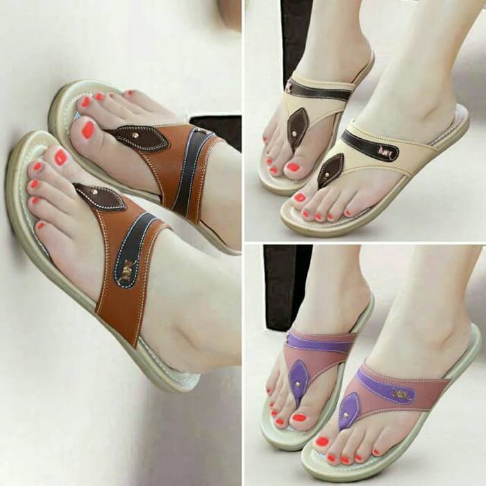 GQ12 Sandal Wanita Warna  Hitam Coklat  Dan Krem  Size 