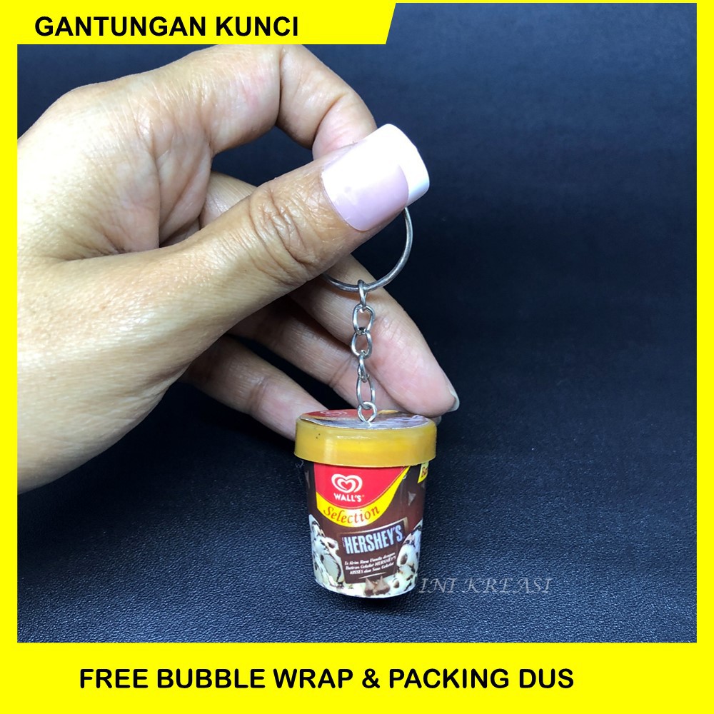 GANTUNGAN KUNCI - GANCI MINIATUR CUP ICE CREAM WALLS