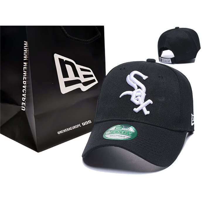 Topi Pria Topi baseball chicago white sox caps snapback lengkung mlb korea hitam(H5P2) Topi Baseball