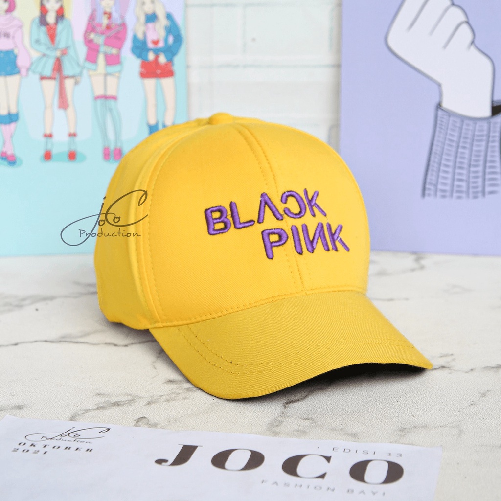 PHILEO | TOPI BASEBALL ANAK FASHION HAT TOPI MOTIF BORDIR UNISEX TOPI MOTIF BLACK PINK BORDIR-BLACKPINK - KUNING