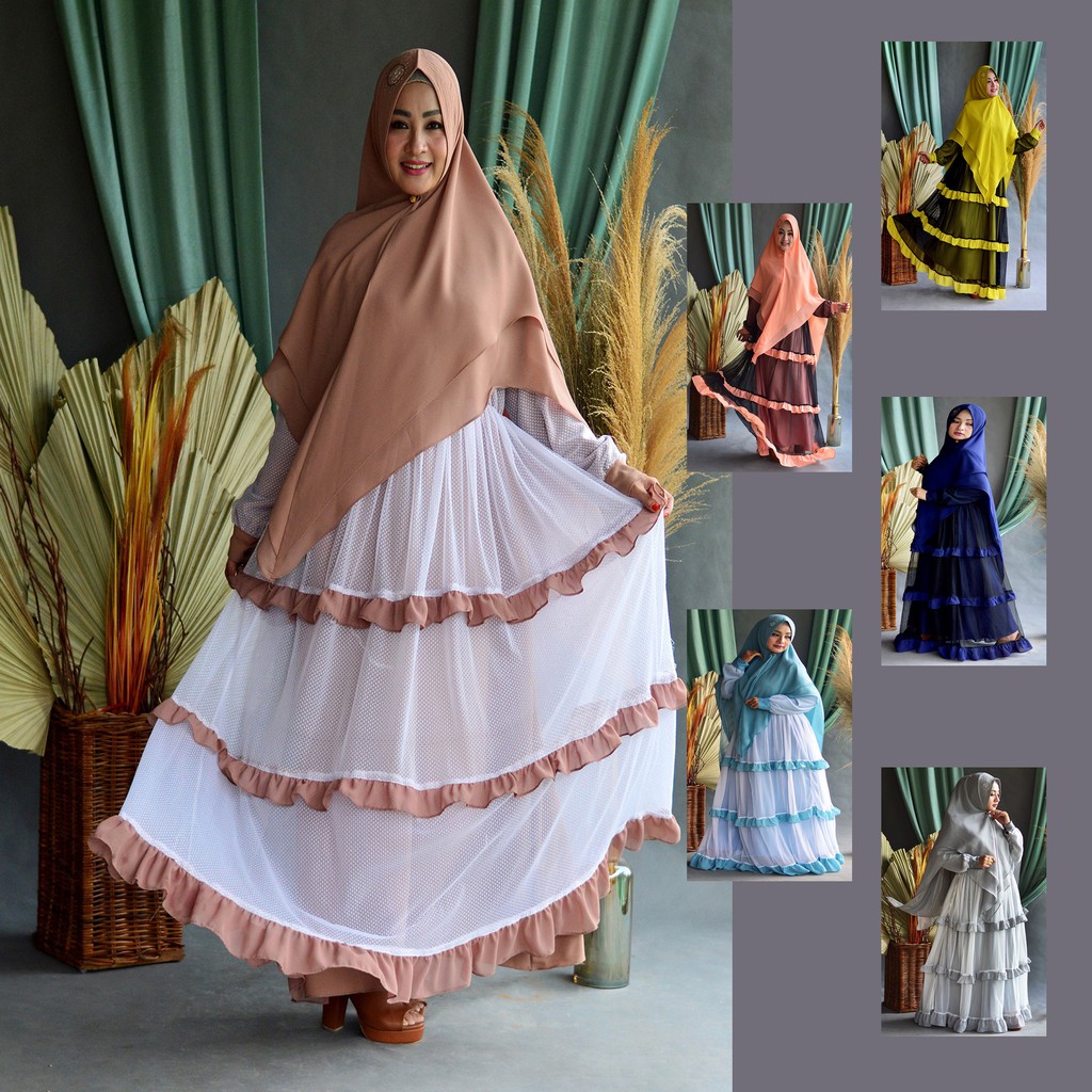 GAMIS MODERN SYARI RENDA TILLE COKLAT MUDA CANTIK