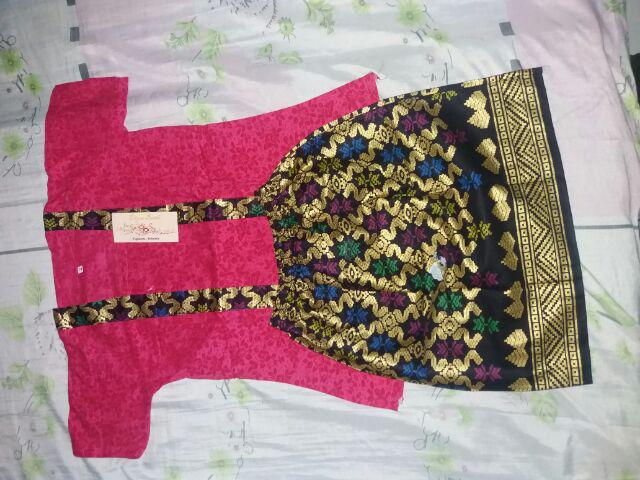 Setelan Batik Anak Bahan Katun Warna Merah Bac29 1-5tahun