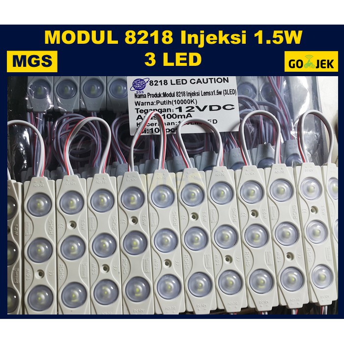 100Pcs Modul 5630 3 LED + Lensa Tipe 8218 12V Putih