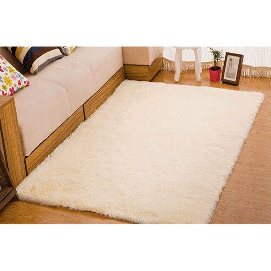 [DOUBLE SIZE] Karpet Bulu Tebal 7cm ukuran 150CMX200CM Karpet Lantai Bulu Rasfur Kasur kamar Tidur-putih