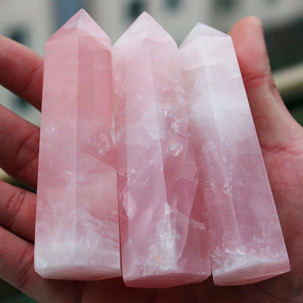 Batu Kristal Kuarsa 100% Alami Warna Pink Mawar Untuk Penyembuhan