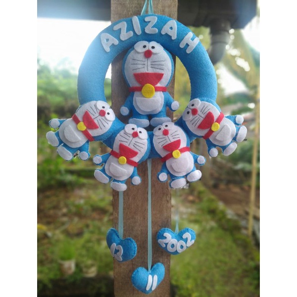 Hiasan dinding / gantungan pintu boneka flanel doraemon