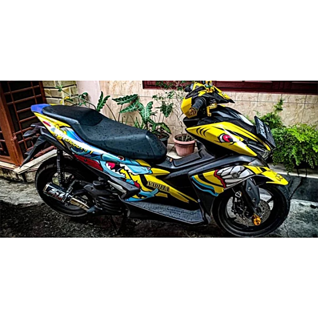Decal Dekal stiker Aerox Shark Kuning stabilo Sticker Fullbody