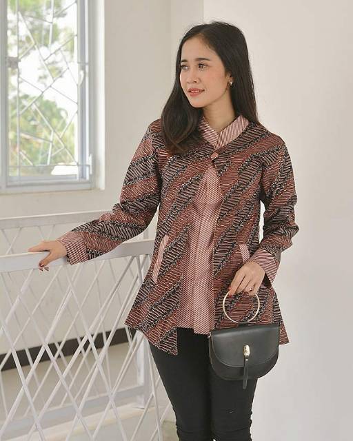 Blus Cardi lawasan Baju atasan batik kerja kuliah sekolah kondangan wanita fashion modern kasual elegan cardigan seragam batik murah kekinian trendi