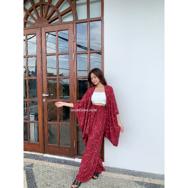 Setelan Cardigan Kulot Worm / Set Auter Pantai | Setcel Hijaber | Setelan Wanita Cacing