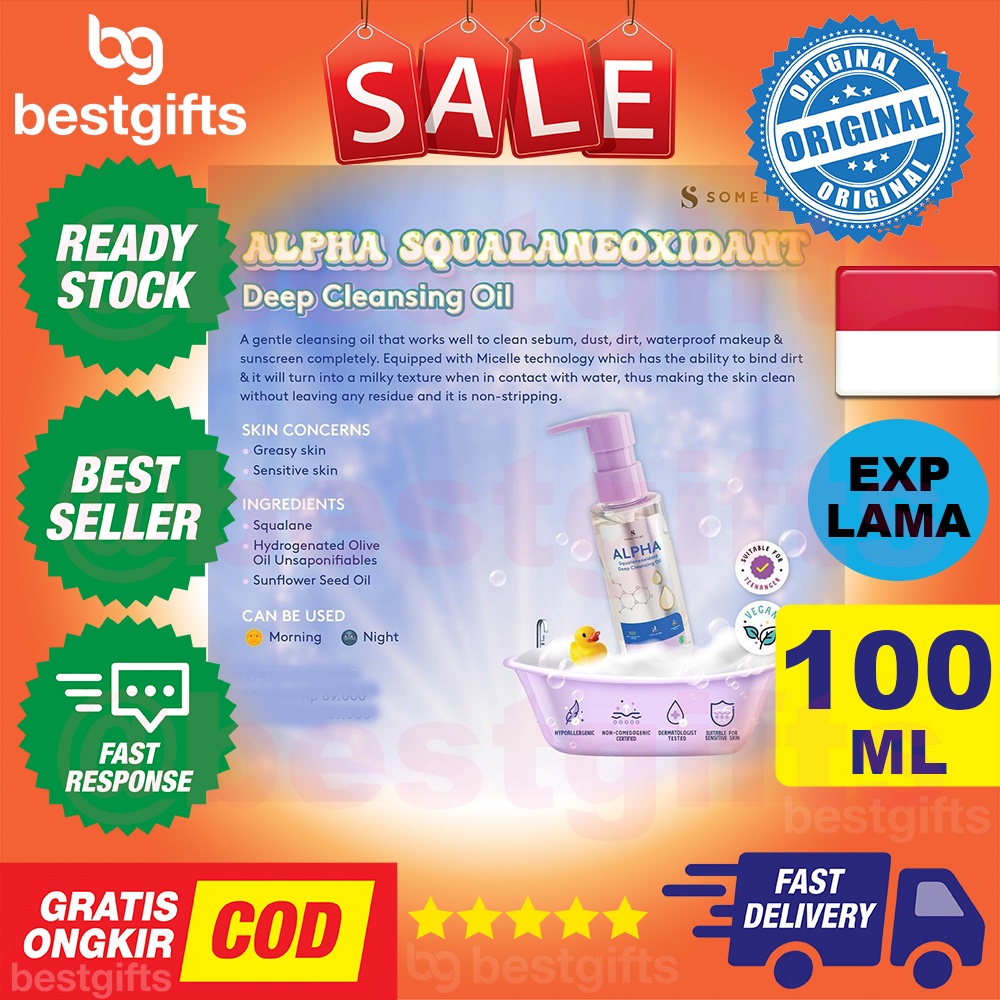 SOMETHINC ALPHA SQUALANEOXIDANT DEEP CLEANSING OIL MEMBERSIHKAN MINYAK DEBU KOTORAN KULIT WAJAH BERSIH 100 ML