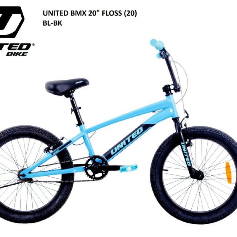 SEPEDA BMX UNITED FLOSS 20 INCH WARNA BIRU HITAM