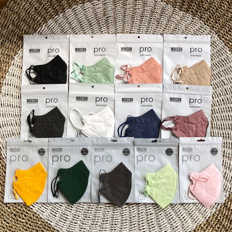 MOUSON PRO KN95 TEBAL 5PLY WARNA HITAM PUTIH DARK GREY MODEL TERBARU | MASKER KLATEN