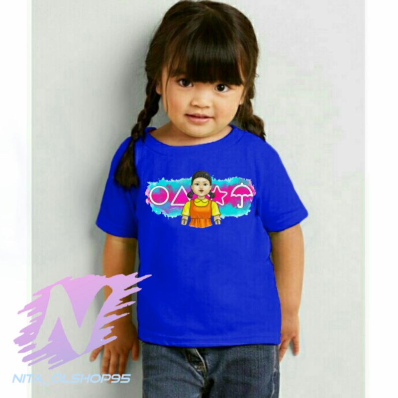 baju kaos anak squid game karakter boneka squid game