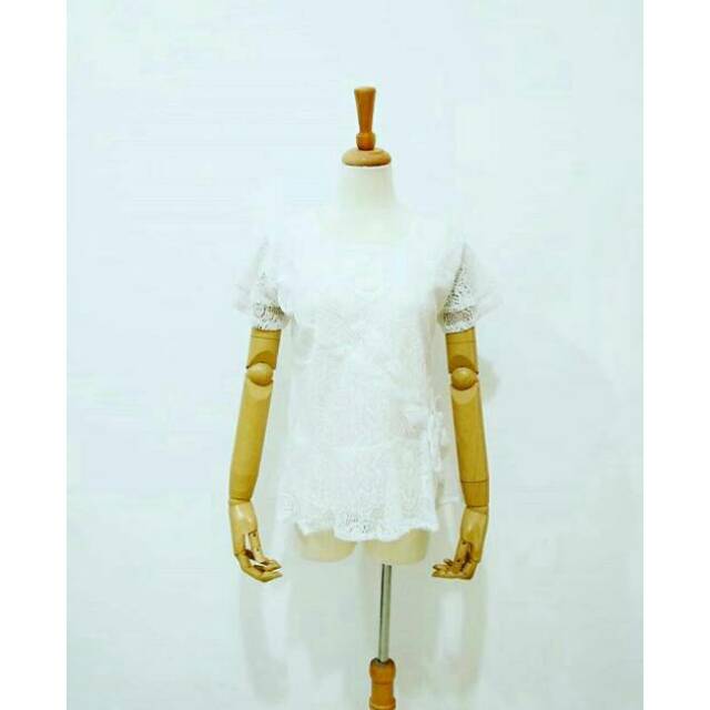 BAJU ATASAN WANITA BROKAT BRUKAT LACE PUTIH JASMINE TOPS