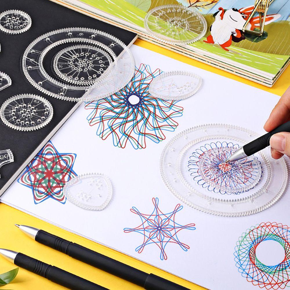 [Elegan] Mainan Gambar Spirograph Set Seni Kerajinan Lukisan Mainan Edukasi Lucu Menggambar Aksesoris Scratch Painting Anak Hadiah Interlocking Gears Wheels Ruler