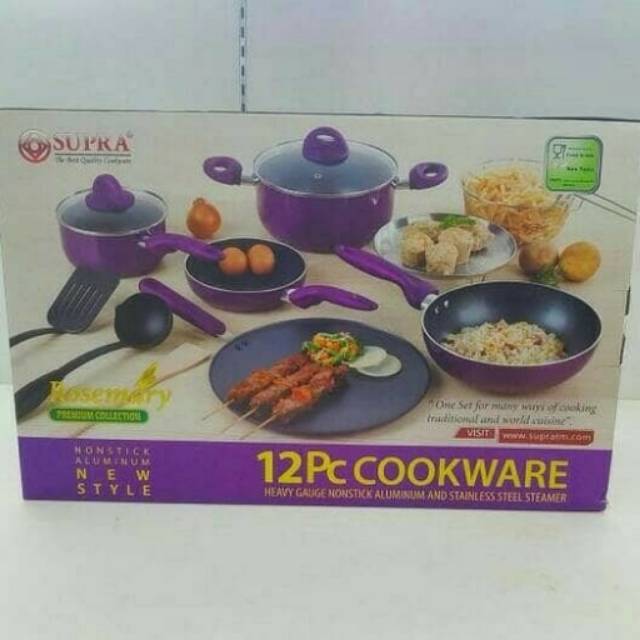 Panci Set Supra Teflon Cookware 12 PCS Rosemary