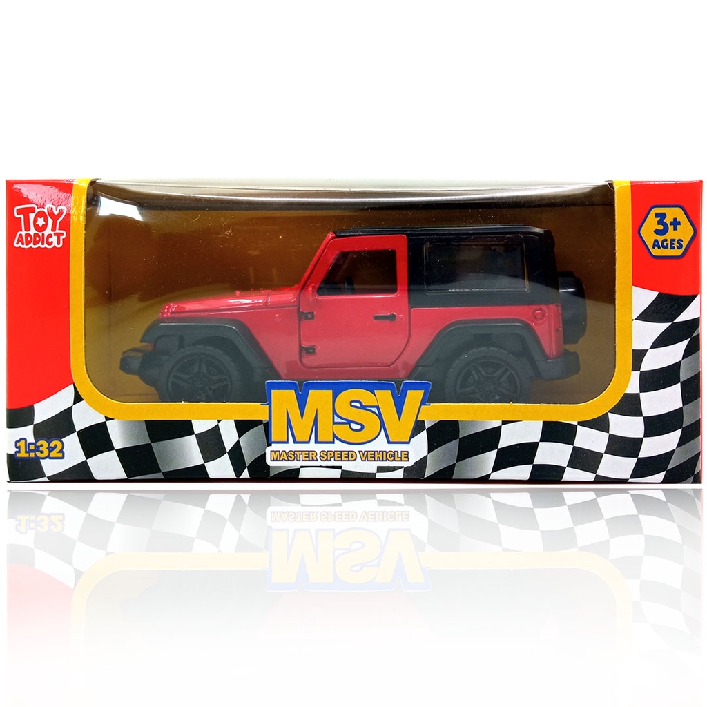 Toy Addict Jeep Wran9ler Hard Top Offroad Merah Diecast Mainan Mobil