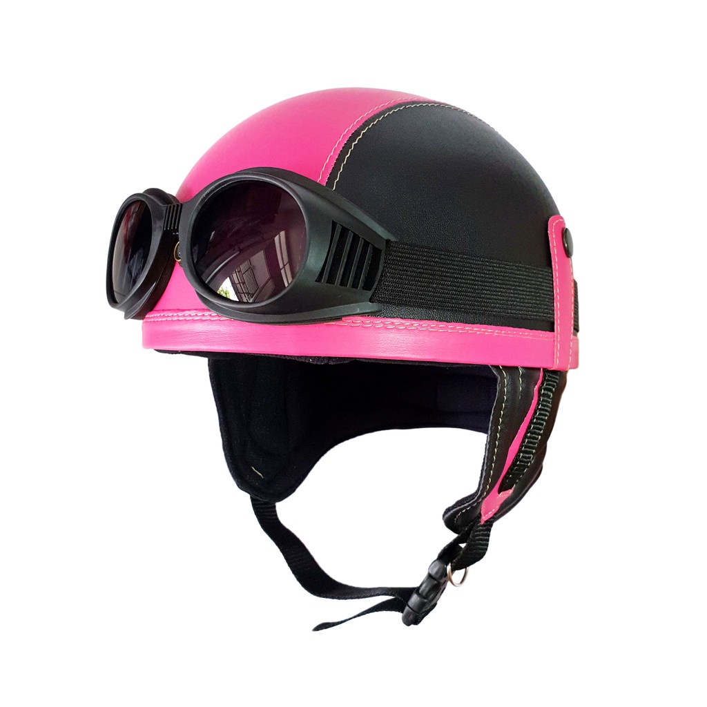 Helm Retro Kulit Casual Series Club Gratis Kaca Mata