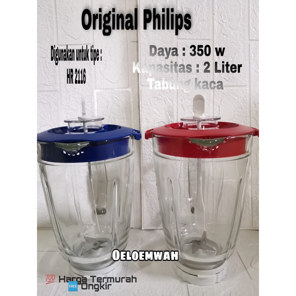 Set Jar Gelas jar + PISAU blender philips kaca HR 2116, HR 2071 promo murah Original