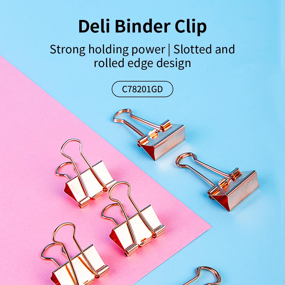 Deli Office Binder Clip / Penjepit Rose Gold Isi 12 / 25pcs 78200 78201