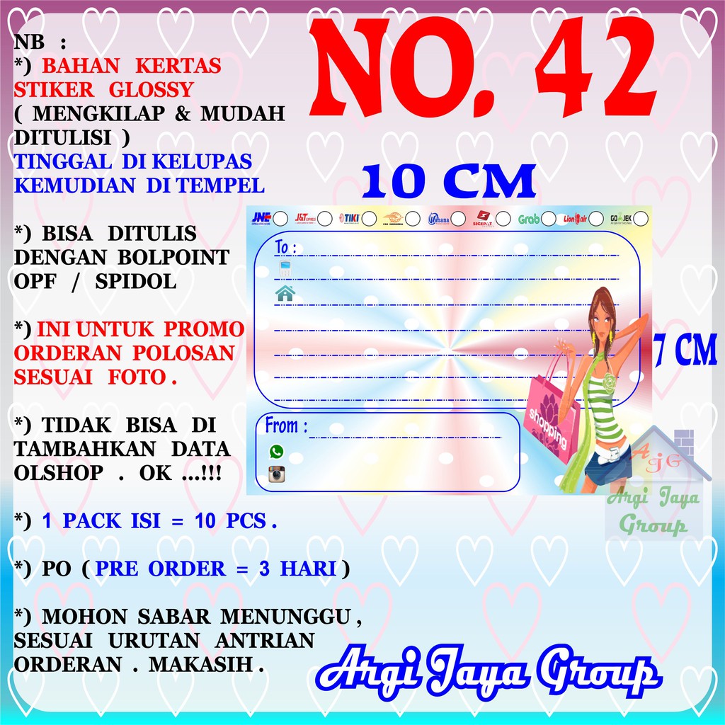 

Promo!Stiker Label Pengiriman Polosan No = 42 (10x7cm) 1 Pack = 10 Pcs