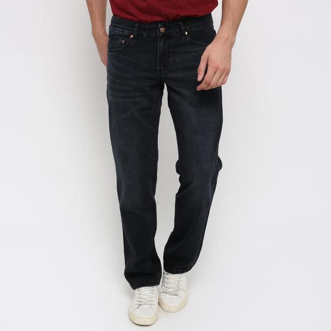 New Product Edwin Celana Jeans Edw 202 R.Black Regular Fit Pria Panjang Hitam - Hitam, 40 Free