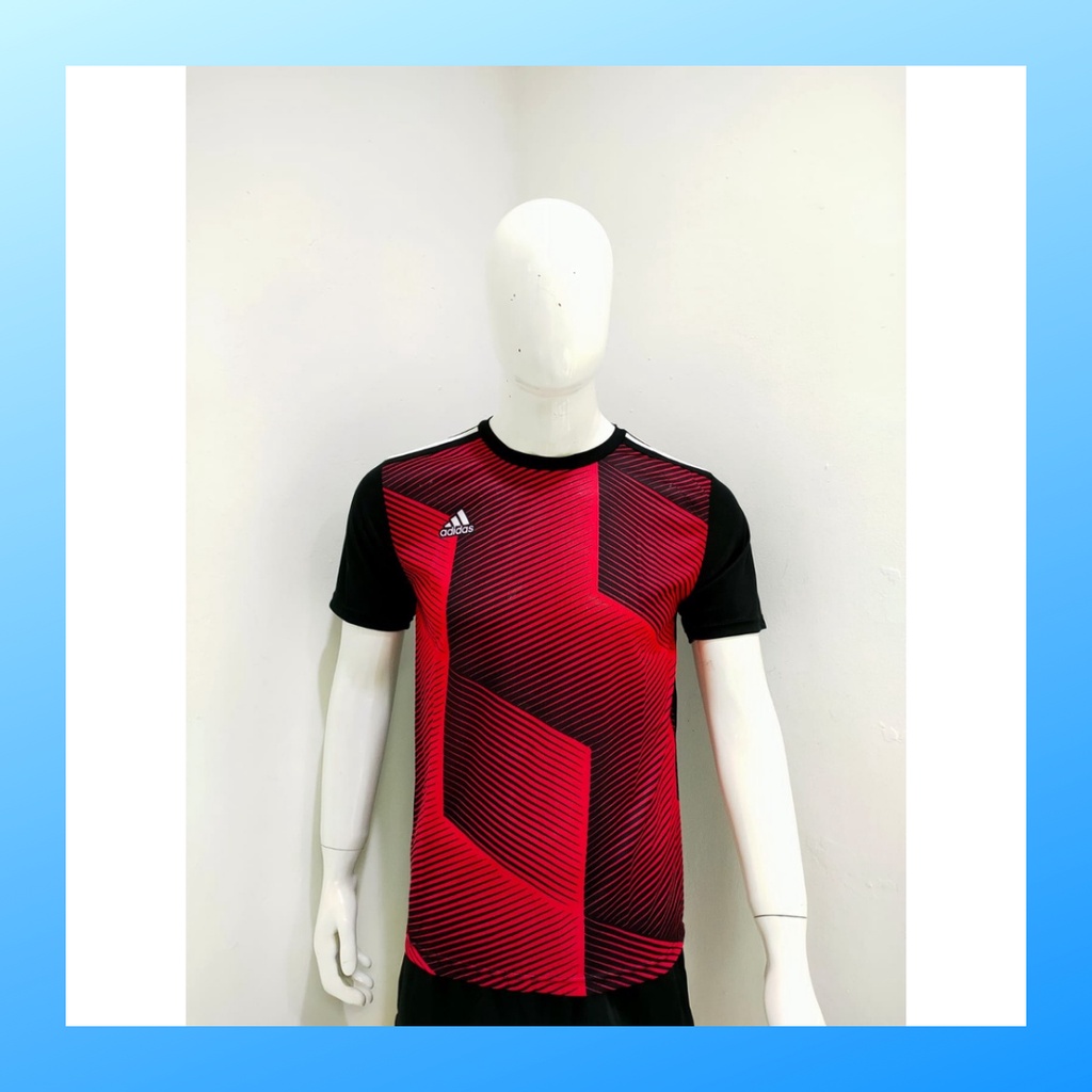 Kaos sepak bola pria jersey soccer club baju atasan wanita dewasa t-shirt seragam jersy outfit klub olahraga kostum jarsey futsal pakaian oblong sports suit apparel AD164 merah