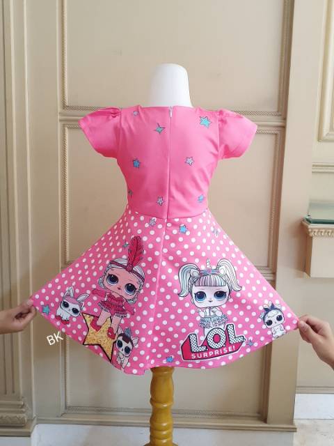 DRESS LENGAN PENDEK MOTIF LOL UNICORN LITTLE PONY IMPORT LUCU PINK