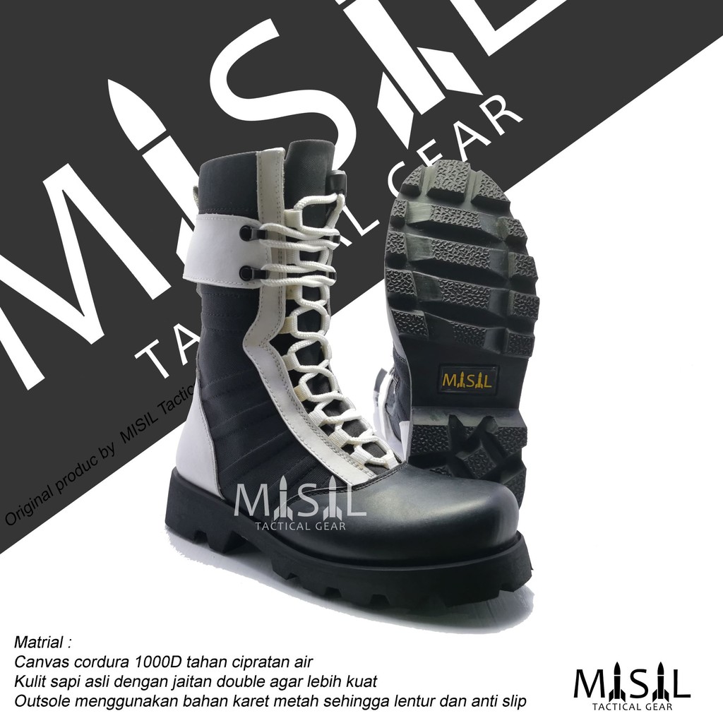 Sepatu PDL Provos TNI Polri Ninja Radial Merk MISIL kulit  ASLI