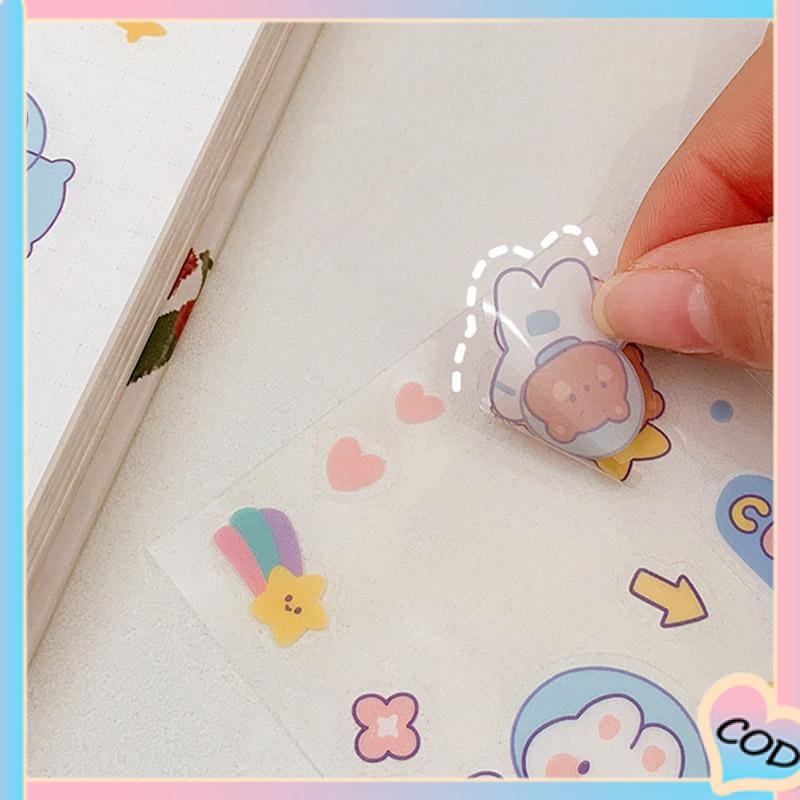 COD❤️ Kartun Tahan Air Tanpa Jejak Buku Pegangan Stiker Dekorasi Pola Kecil DIY Stiker Ponsel-A.one