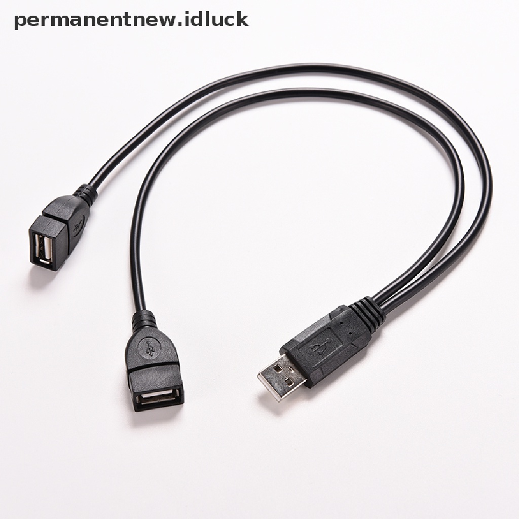 (luckypermanentnew) Kabel Adapter Splitter Y USB 2.0 Male Ke 2 Port Female Jack Power