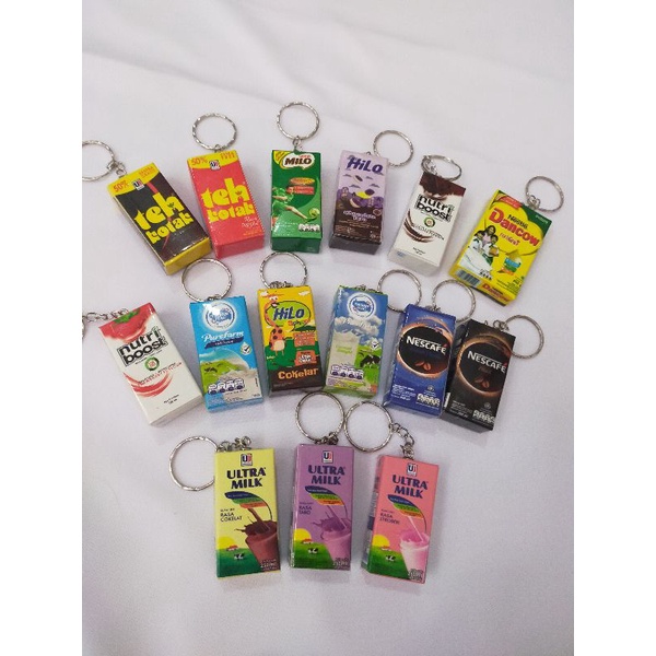 Gantungan kunci/ ganci/ magnet miniatur minuman kotak/rokok/snack