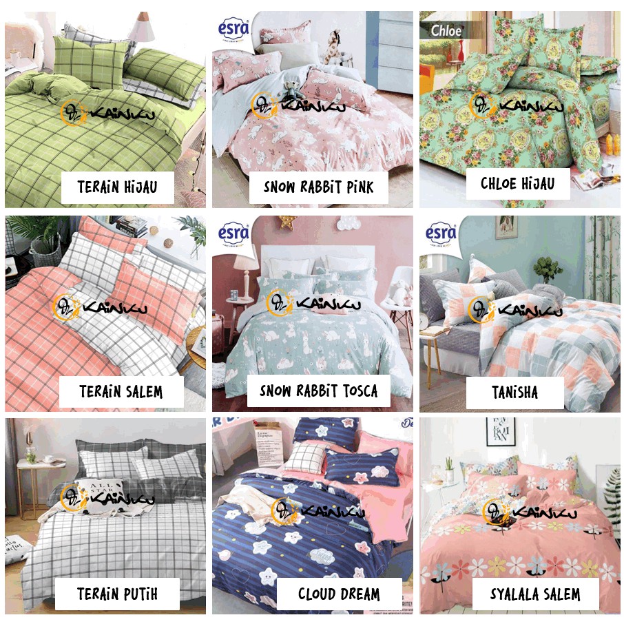 SET SPREI DAN BEDCOVER UK 180 &amp;  200 KATUN LOKAL, CATRA DAN JEPANG