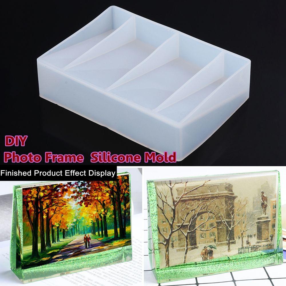 TOP Bingkai Foto Resin Cetakan Tray Dekorasi Rumah Hadiah DIY Alat Silikon Phot Frame Mold Kerajinan Tangan DIY