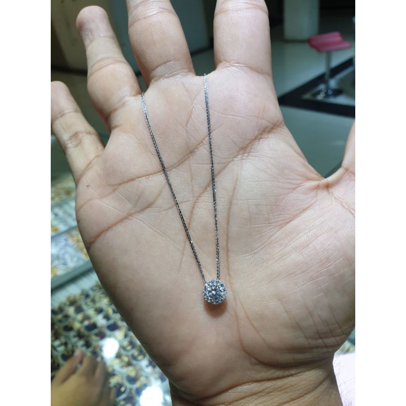 kalung emas putih 750 italy diamond look elegan